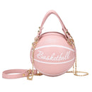 Buylor Personality Basketball Crossbady Bag for Women Casual PU Leather Handbag Cute  Round Ball Purse Wacky Female Chains Tote