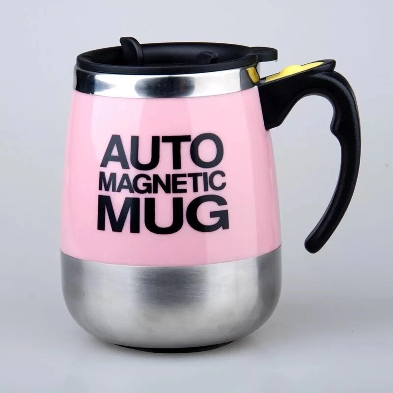 Taza de café esterring automática, taza magnética de acero inoxidable, tazas para mezclar leche, coctelera eléctrica perezosa inteligente, taza de café, regalo de 2 uds, 1 cuchara