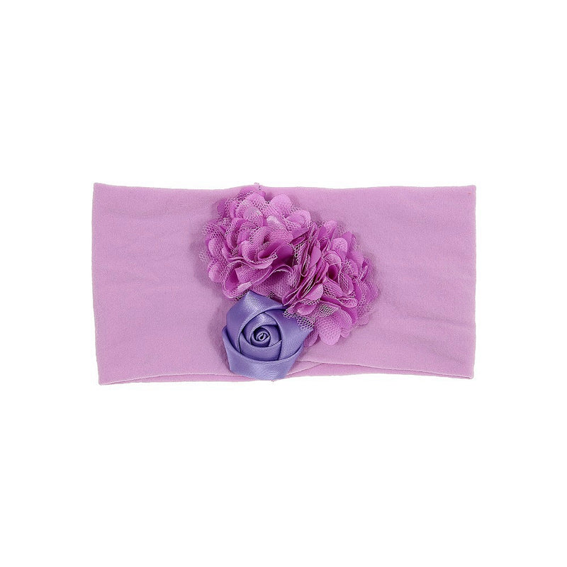 Nishine Soft Stretch Satin Rose Flower Baby Headband Newborn Knot Wide Nylon Headwraps Turban Girls Headwear Kids Photo Props