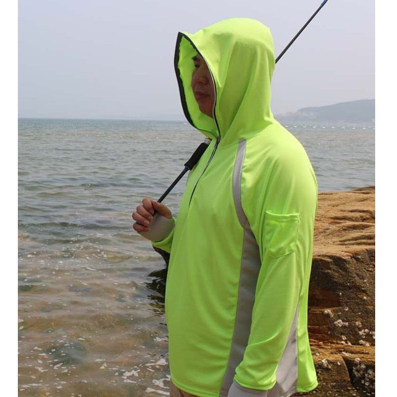 Camisa de pesca para hombre, ropa Anti UV, Sudadera con capucha de protección solar, suéter de pesca transpirable de secado rápido, ropa para senderismo, camisa de escalada