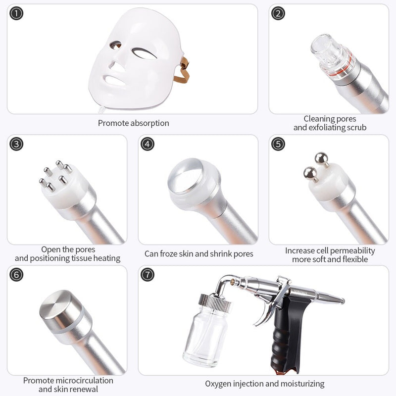 7 In 1 Hydra Dermabrasion Peel Clean Skin Care BIO Light RF Vacuum Face Skin Cleaning Hydro Water Oxygen Jet Peel Machine