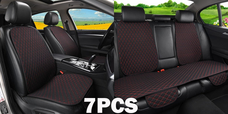 Funda protectora de verano para asiento de coche, cojín de asiento de lino para respaldo delantero y trasero de lino automático, almohadilla para Interior automotriz, camión, Suv, furgoneta