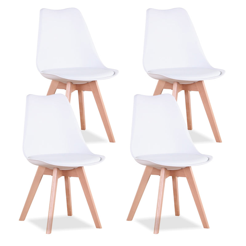 EGOONM Set of 4 Modern Dining Chair Inspired Solid Wood Plastic Padded Seat w/ Cushion Retro Style Kitchen Chair for Dining Room