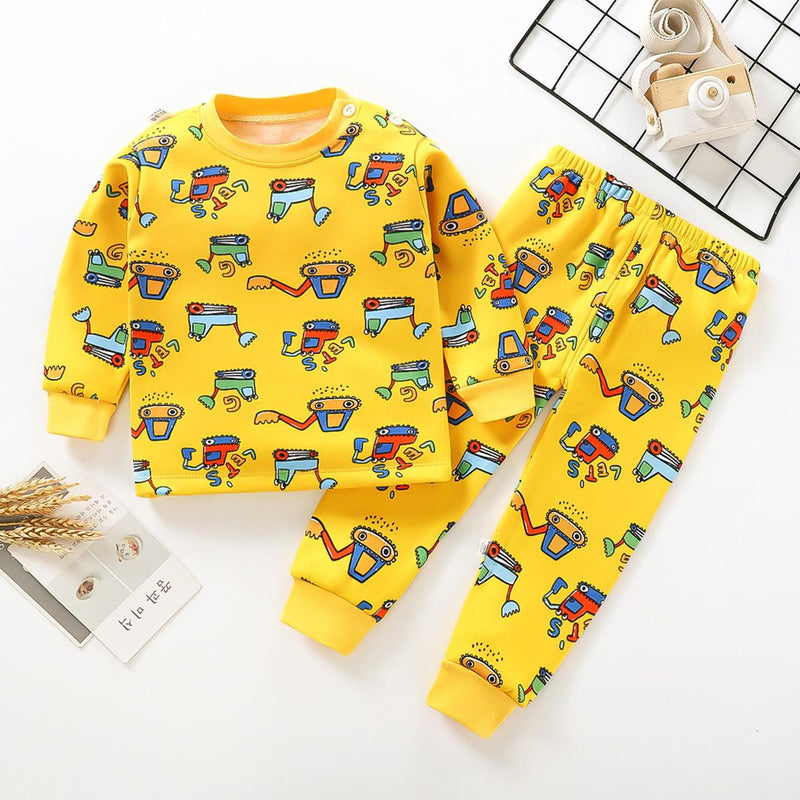 Kinder Thermounterwäsche Set 6t Kinder Cartoon Kleidung Herbst Winter Warm Plus Samt Verdickte Hose Mädchen Thermo Pyjama