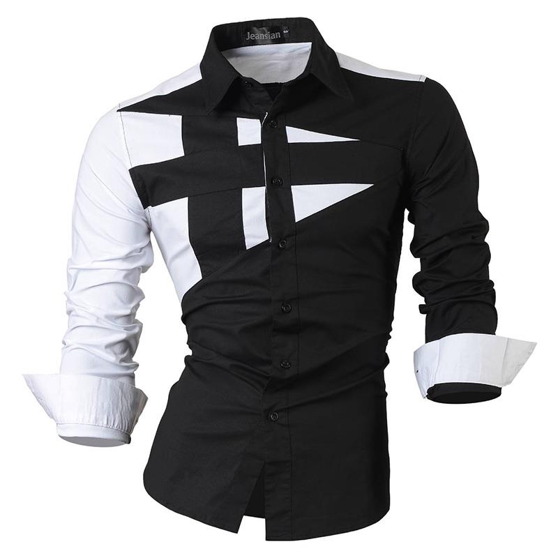 jeansian Spring Autumn Features Shirts Men Casual Long Sleeve Casual Male Shirts Zipper Decoration (No Pockets) Z015