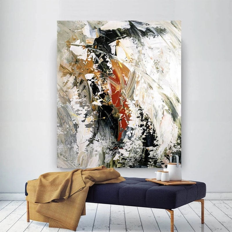 100% pintura abstracta grande hecha a mano, pintura abstracta moderna para el hogar, sala de estar, arte de pared, textura acrílica abstracta moderna
