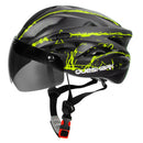 QUESHARK Männer Frauen Ultraleicht Fahrradhelm MTB Rennrad Fahrrad Motorradfahren Abnehmbare gelbe bunte Linse QE111