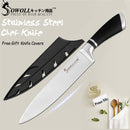 Cuchillo de cocina SOWOLL, herramientas hechas a mano, cuchillo de acero inoxidable, cuchillo de cocina japonés de 7 pulgadas, cuchillo de Sushi de salmón Santoku, regalo