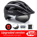 Victgoal casco de bicicleta LED montaña carretera USB recargable luz casco de ciclismo para hombre visera gafas hombres MTB bicicleta casco