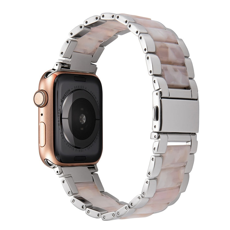 Harz Edelstahlarmband Armband für Apple Watch 5 Band 44mm iwatch 42mm Serie 5 4 3 2 Handgelenk Zubehör Schleife 40m Armband