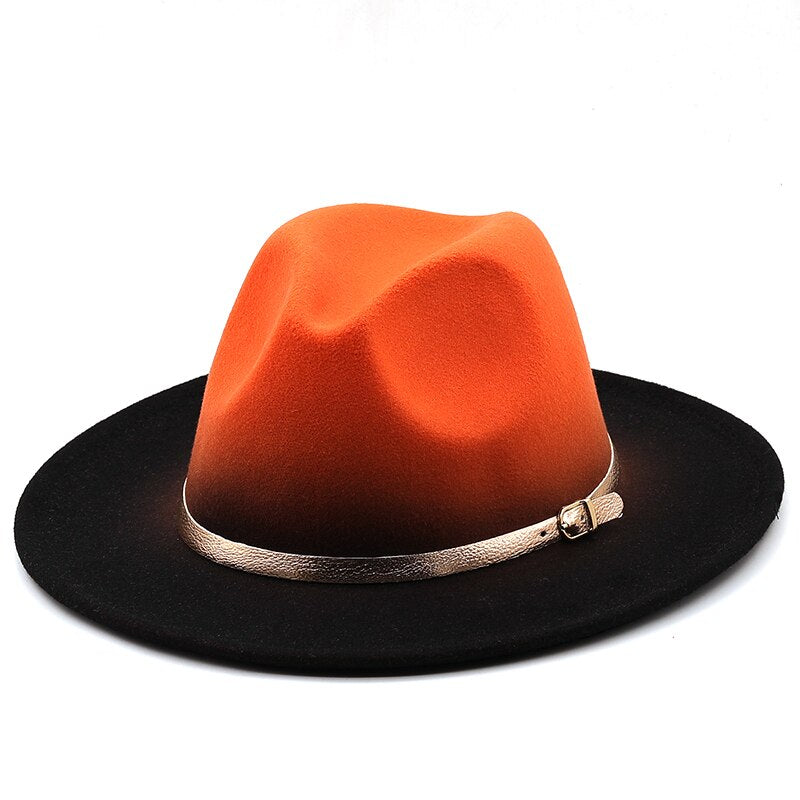 Sombrero de fieltro de lana de imitación para hombre y mujer, gorras de Jazz, gorras redondas americanas europeas, sombreros de bombín de 56-58CM, para invierno y otoño