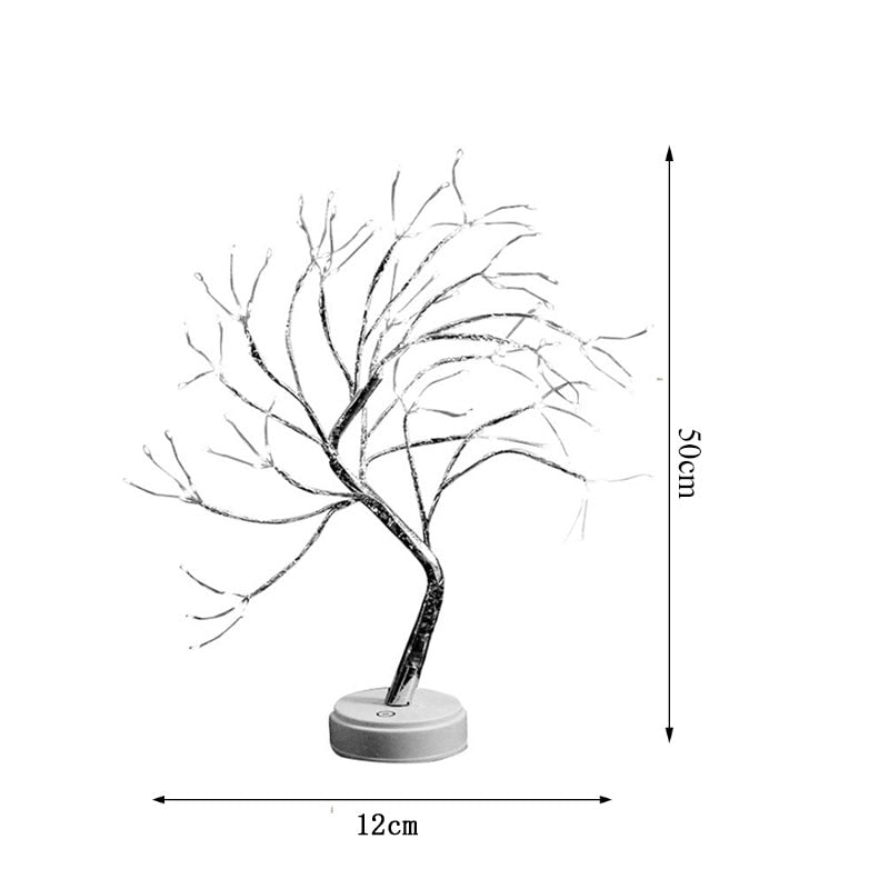 LED-Kupferdraht-Baum-Form-Nacht mit Touch-Sensor-Schalter Dekoration Batterie USB-LED-Tischlampe Tischleuchte