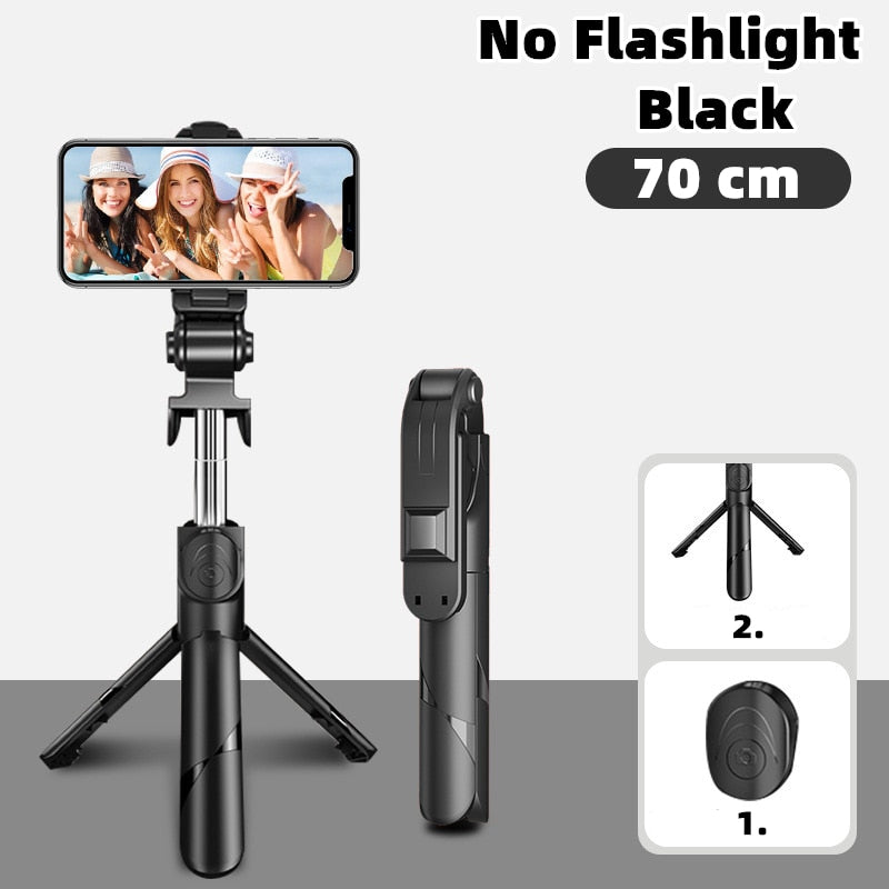 Wireless Selfie Stick Bluetooth Compatible Foldable Mini Tripod For Phone With Fill Light Shutter Remote Control For IOS Android