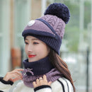 2021 New 3-teiliges Set Damen Strickmütze Schal Caps Nackenwärmer Wintermütze für Damen Mädchen Skullies Beanies Warme Fleece Caps