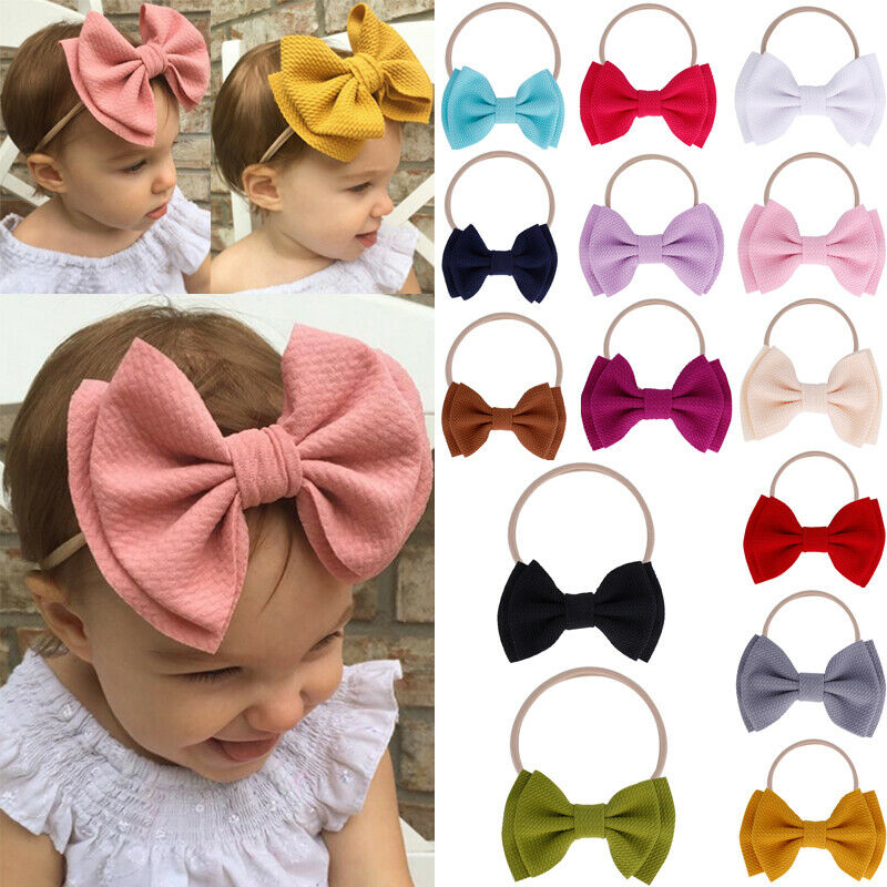 Big Bow Headband Hairband Girls Baby Knotted Turban Head Wraps Elastic 14 Colors