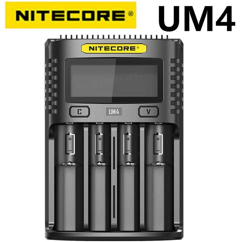100% Original Nitecore UM4 UM2 USB QC Batterieladegerät Intelligente Schaltung Global Insurance Li-Ion AA AAA 18650 21700 26650
