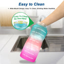 Quifit Gallone 2L Wasserflasche mit Strohhalm 3,8 &amp; 2 Liter großes Fassungsvermögen Tritan BPA-frei Motivationszitat Zeitmarkierung 2000ml Krug