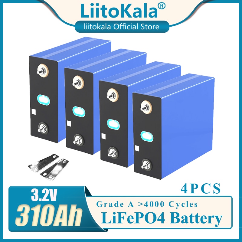 4 Stück LiitoKala 3,2 V 105 Ah 200 Ah 280 Ah 310 Ah 320 Ah LiFePO4 Batterie 12 V Batterie Lithium-Eisen-Phospha Kann Bootsautobatterie herstellen
