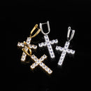TOPGRILLZ Micro Paved Cross Full Bling Iced Out Ohrring Kubikzirkon Gold Silber Farbe Charm Ohrstecker Hip Hop Schmuck
