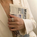 Foxanry minimalista 925 anillos de sello para mujer nueva moda creativa superficie Irregular geométrica fiesta joyería regalos