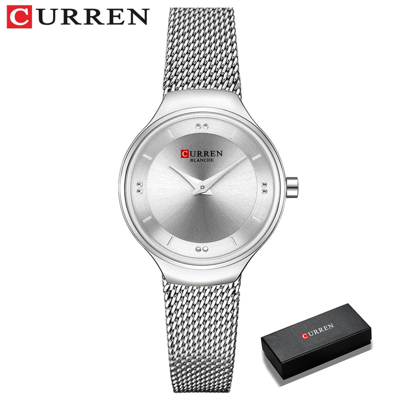 Elegante Damenuhren CURREN Mode Quarz Edelstahl Mesh Uhr Weibliche Einfache Armbanduhr für Damen Uhr reloj mujer