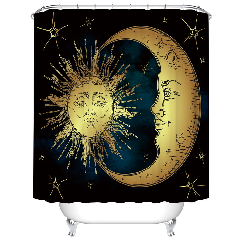 Customized Polyester Shower Curtain Abstract Mandala moon and star bathroom curtain Landscape bath curtain cortinas para bano