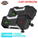 HEROBIKER 2 Sets 1200M BT Motorradhelm Intercom Wasserdichtes drahtloses Bluetooth Moto Headset Interphone FM Radio für 2 Fahrten
