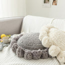 Rundes Überwurfkissen Quaste Pompoms gestricktes rundes Kissen Beige Home Decor Sofakissen Yogamatte Handauflagen Kinderzimmerdekoration