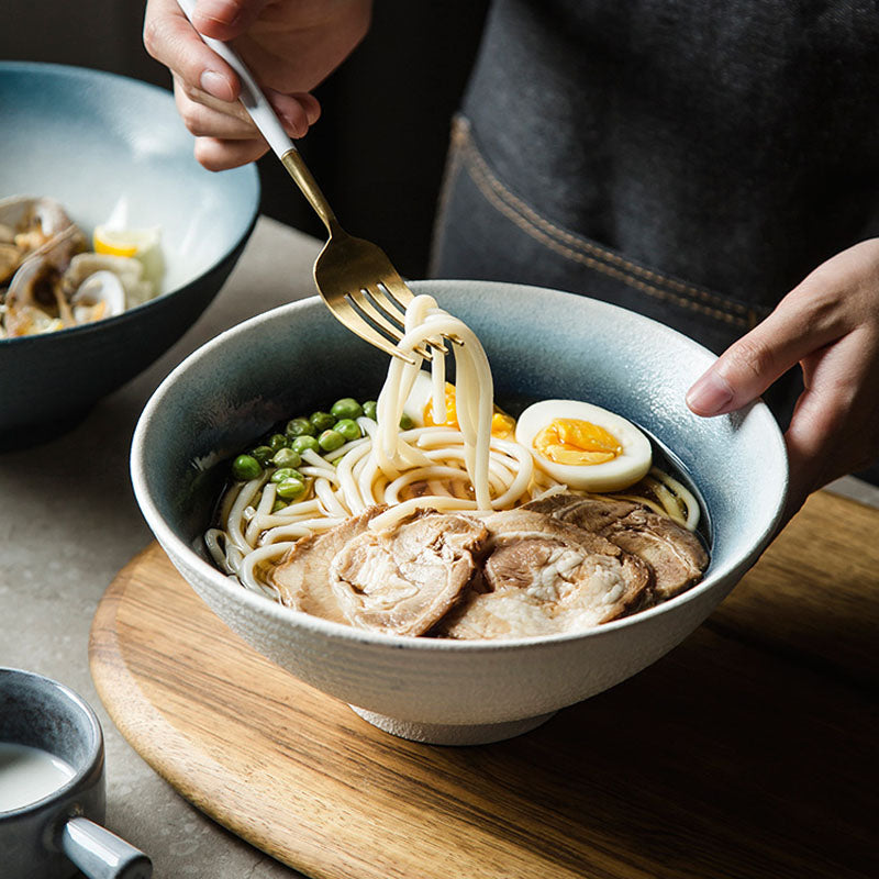 FANCITY Keramikschale im japanischen Stil, Ramen-Schüssel, Haushalt, große Schüssel, große Schüssel, Retro-Hutschalen und Geschirr, kommerzielle Suppenschüssel