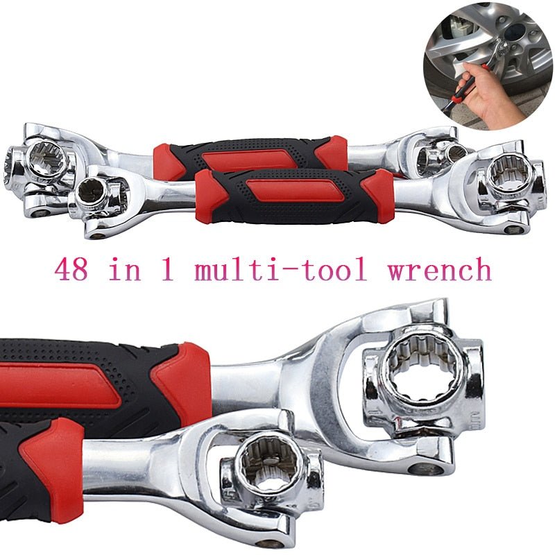 Yalku 48 In 1 Tiger Wrench 360 Degree Torque Wrench Key Multitool 12-Teeth Spanner Universial Furniture Car Repair Torque Wrench