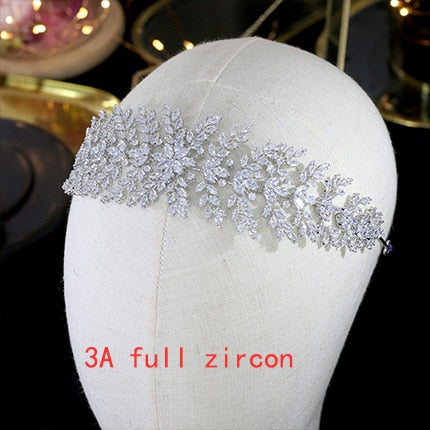 ASNORA Wedding 3A Cubic Zirconia Soft Headband Green Hair Accessories High Quality CZ Bridal Tiara Crown Jewelry For Women