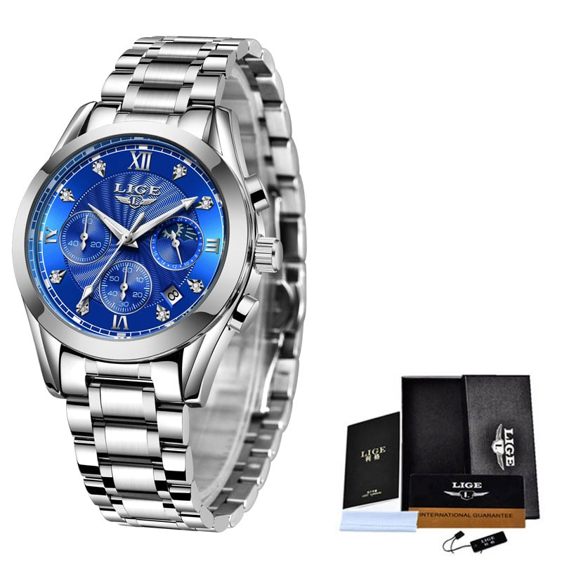 Neue LIGE Gold Frauen Uhr Business Quarzuhr Damen Top Marke Luxus Weibliche Armbanduhr Mädchen Uhr Relogio Feminin 2020 + Box