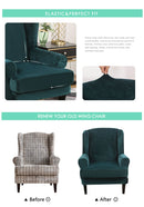 Ohrensessel-Abdeckung Samt-Spandex-Stretch-Schonbezüge für Bürostühle Stilvolles 2-teiliges Set mit Gummiband