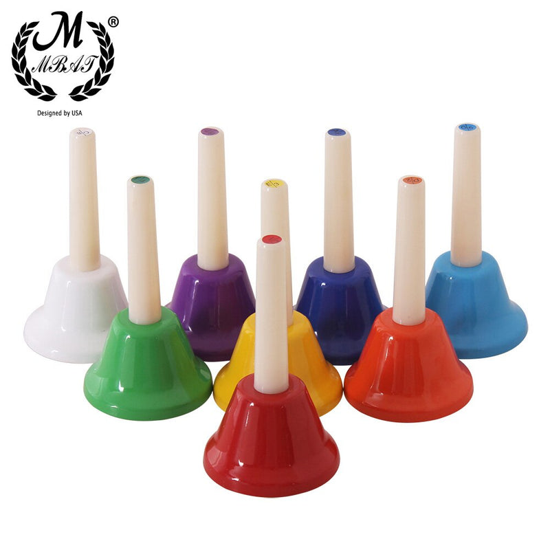 M MBAT Orff conjunto de instrumentos musicales colorido 8 notas campana de mano juguete musical para niños bebé educación temprana hermoso regalo de Navidad