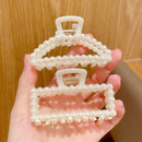 Imitationsperlen Acryl Haarkrallen Clip für Frauen Geometrisches Kreuz Quadratische Haarnadel Make-up Haarstyling Haarspangen Haarschmuck