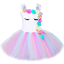 Blumenmädchen Einhorn Tutu Kleid Pastell Regenbogen Prinzessin Mädchen Geburtstag Party Kleid Kinder Kinder Halloween Einhorn Kostüm 1-14 Jahre
