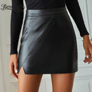 Benuynffy Schwarz PU Leder Damen Röcke 2022 Herbst Winter Sexy High Street Bodycon Minirock Weibliche Hohe Taille Rock Neu
