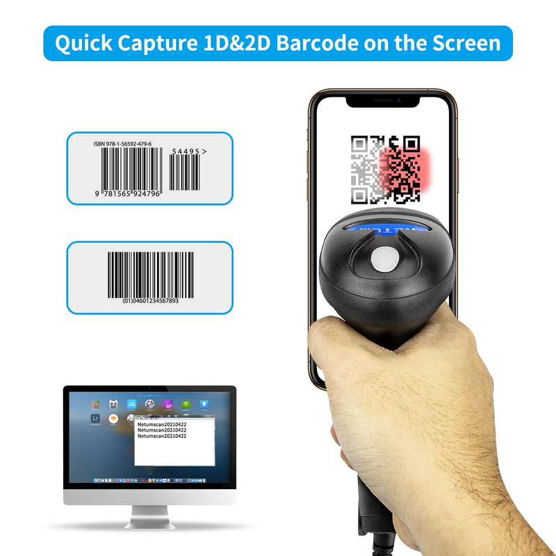 Escáner de código de barras 2D inalámbrico NETUM L8 y lector de código de barras QR 1D/2D con cable L5 PDF417 para terminal POS de inventario