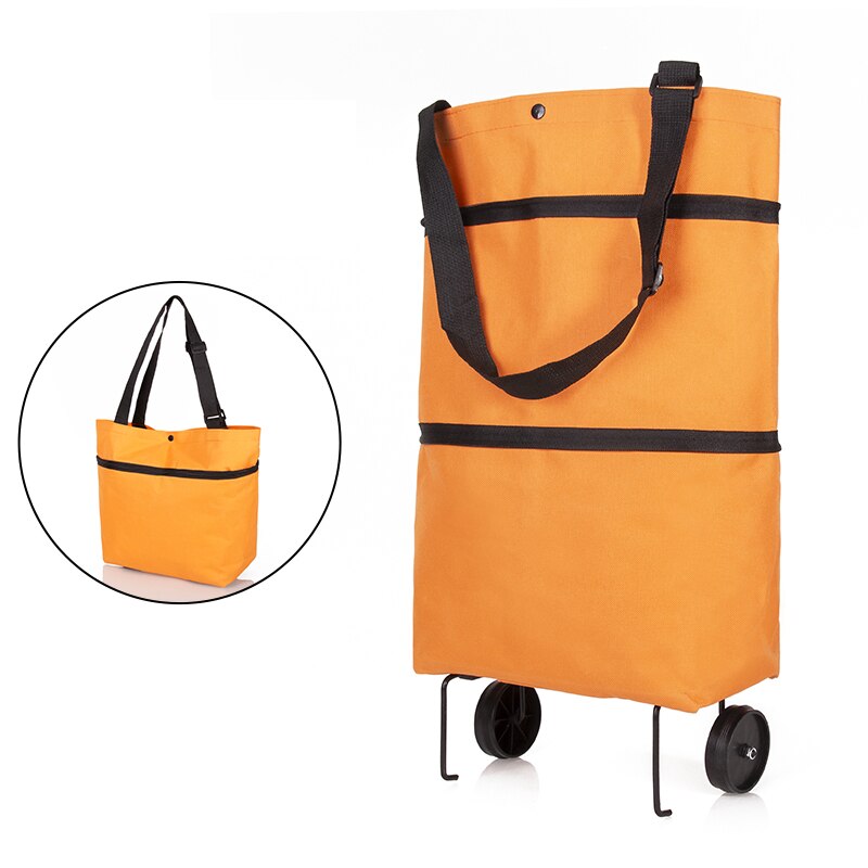 Folding Shopping Pull Cart Trolley Bag With Wheels Foldable Shopping Bags  Reusable Grocery Bags Food Organizer Vegetables Bag