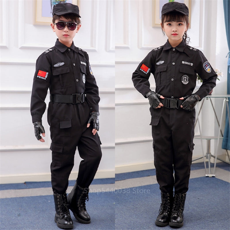 Niños tráfico especial policía Halloween carnaval fiesta actuación policías uniforme niños ejército niños Cosplay disfraces 110-160CM