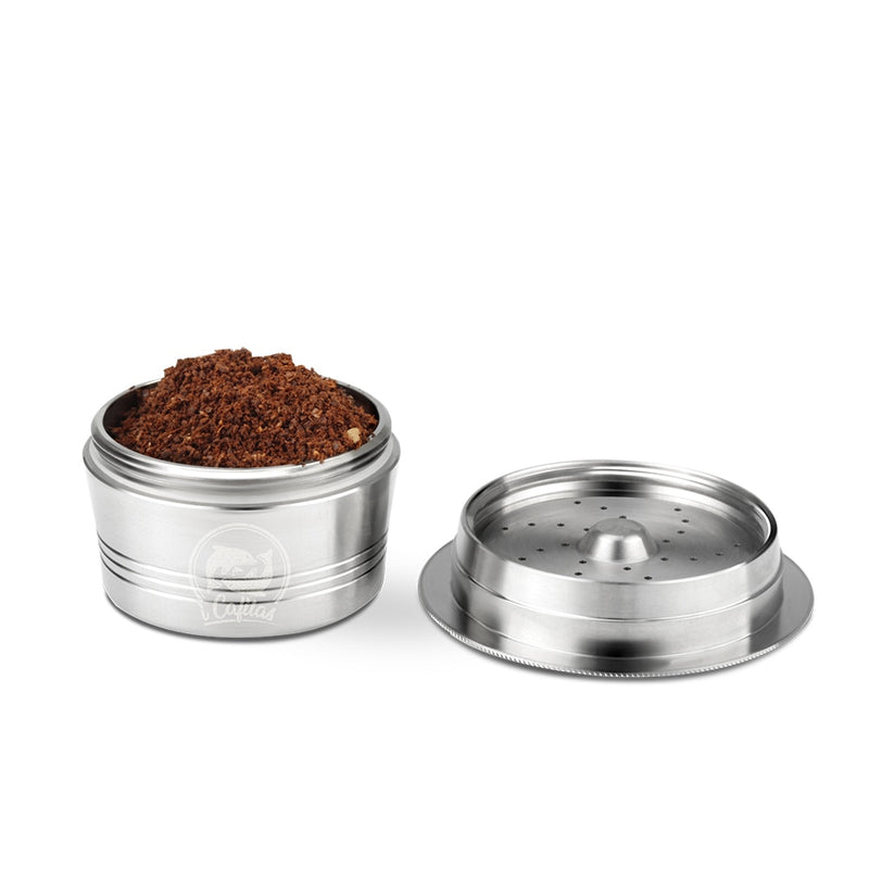 Filtros de café reutilizables de acero inoxidable con cepillo de cuchara compatibles con máquinas K-fee Caffisimo Expresso
