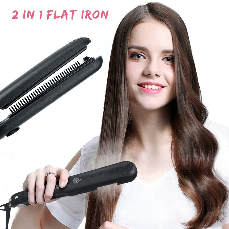 Steam Hair Straightener Brush Ceramic Flat Iron Smoothing Brush Hair Straightening Comb Professional Hair Iron Curling Comb