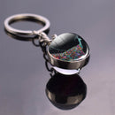 LLavero de animales, gato, perro, oso, pavo real, conejo, ardilla, Fénix, llavero con colgante de bola de cristal de doble cara