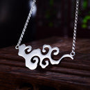 Lotus Fun Real 925 Sterling Silver Handmade Designer Original Fine Jewelry Sunset Cloud Pendant Necklace for Women