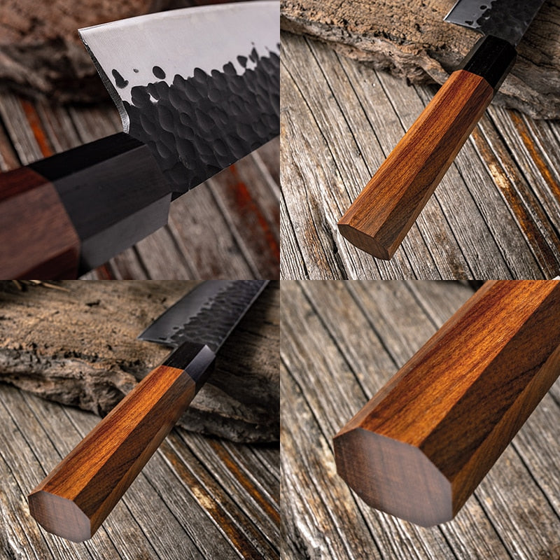 Cuchillos de cocina japoneses profesionales de acero revestido hechos a mano, cuchillo de Chef, cuchillo Nakiri, cuchillo de carnicero, cuchillo de Sushi, cuchillos de utilidad, cortador