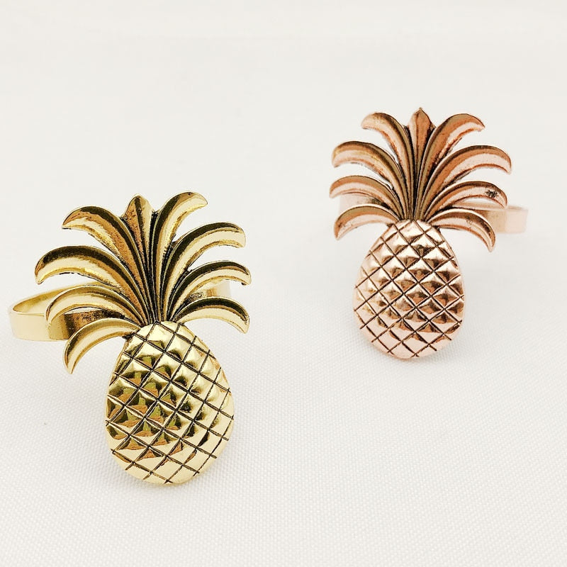 10pcs/lot Hot sale pineapple napkin ring metal plating napkin ring ring stand wedding holiday party table decoration