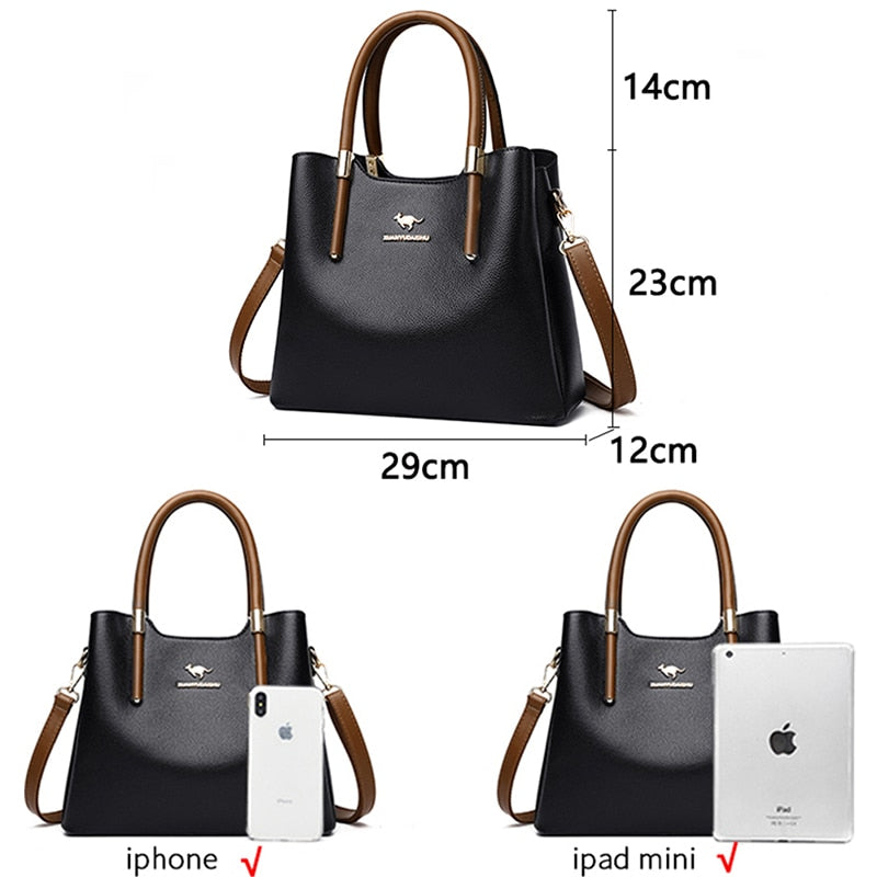 Leder Casual Crossbody Taschen für Frauen 2021 Damen Luxus Designer Tote Handtasche Top-Griff Hochwertige Umhängetasche Sac A Main