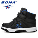 BONA, nuevo diseñador, Otoño Invierno, zapatos para niños, botas clásicas para niños, botas de nieve para niñas, botas de cuero PU, zapatillas planas, zapatillas de moda