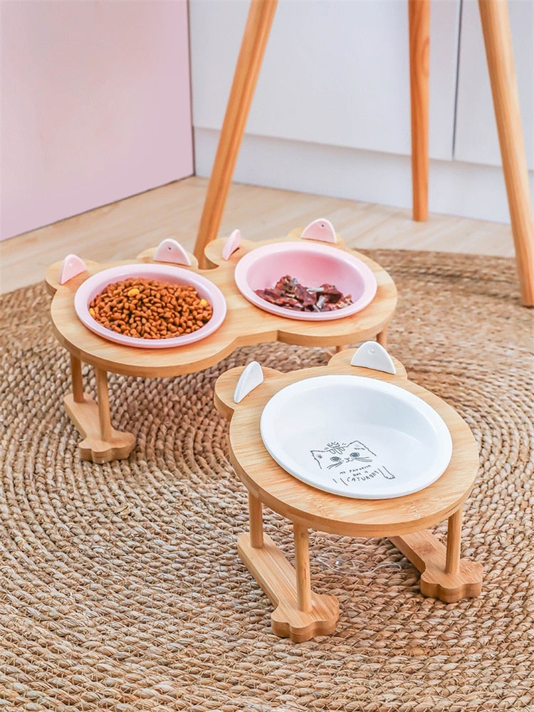 Ceramic Cat Bowl Dog Bowl Single And Double Pet Bowl Cat Dog Feeder Water Bowl With Stand Feeding Dish Food Bowl Pets Supplies