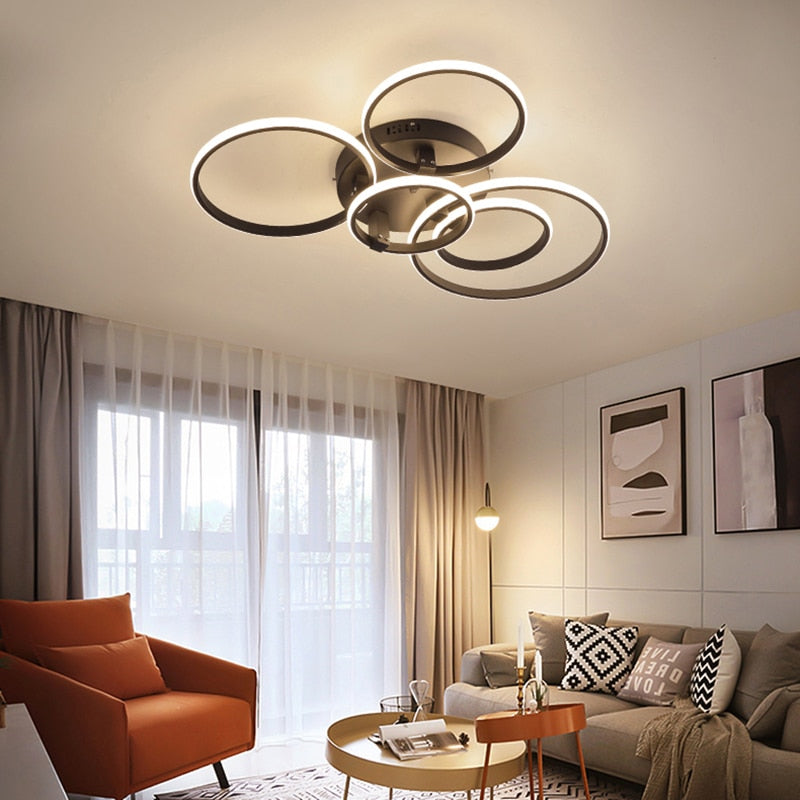NEO Gleam, lámpara de luces de techo led moderna, nueva aplicación RC regulable, anillos circulares, diseñador para sala de estar, dormitorio, accesorios de lámpara de techo